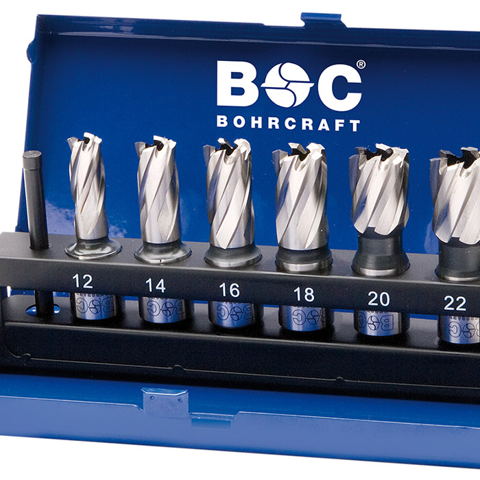 BC PP Kernborenset KB 6 HSS Weldonschacht Ø12/14/16/18/20/22mm L30mm, 7-delig