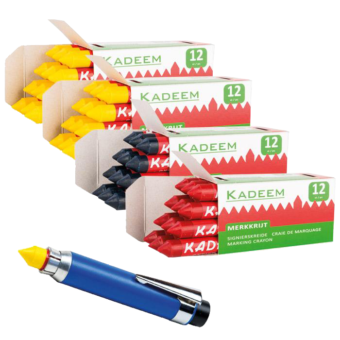 Kadeem Merkkrijt set a 4 dozen Geel/Rood/Blauw  incl. houder