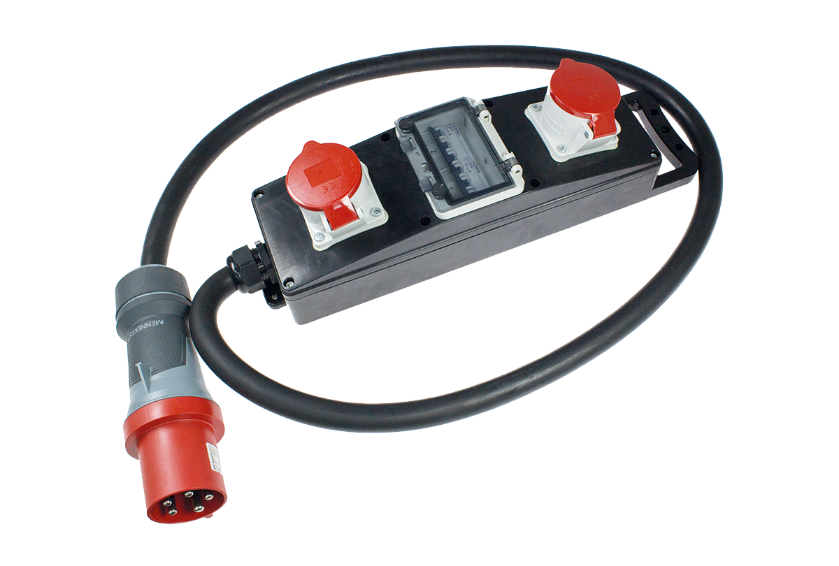 Schwabe CEE Stroomverdeler Massief Rubber S20+ 400V/63A IP44 5-polig H07RN-F 5G16 2m