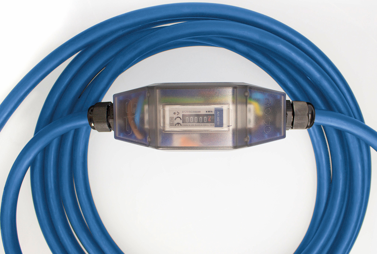 Schwabe Oplaadkabel met ROCO elektriciteitsmeter voor elektrische auto's 230V/16A 1-fase 3,6kW 5m