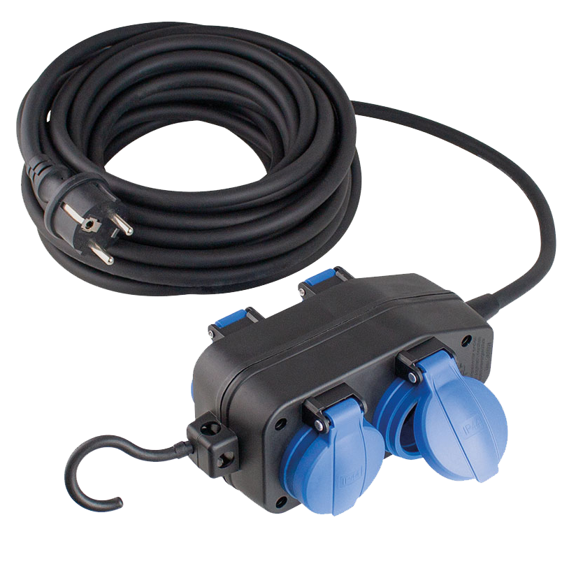 Schwabe Verlengkabel H07RN-F 3G1,5 5m met Verdeeldoos 230V/16A IP44 4-voudig