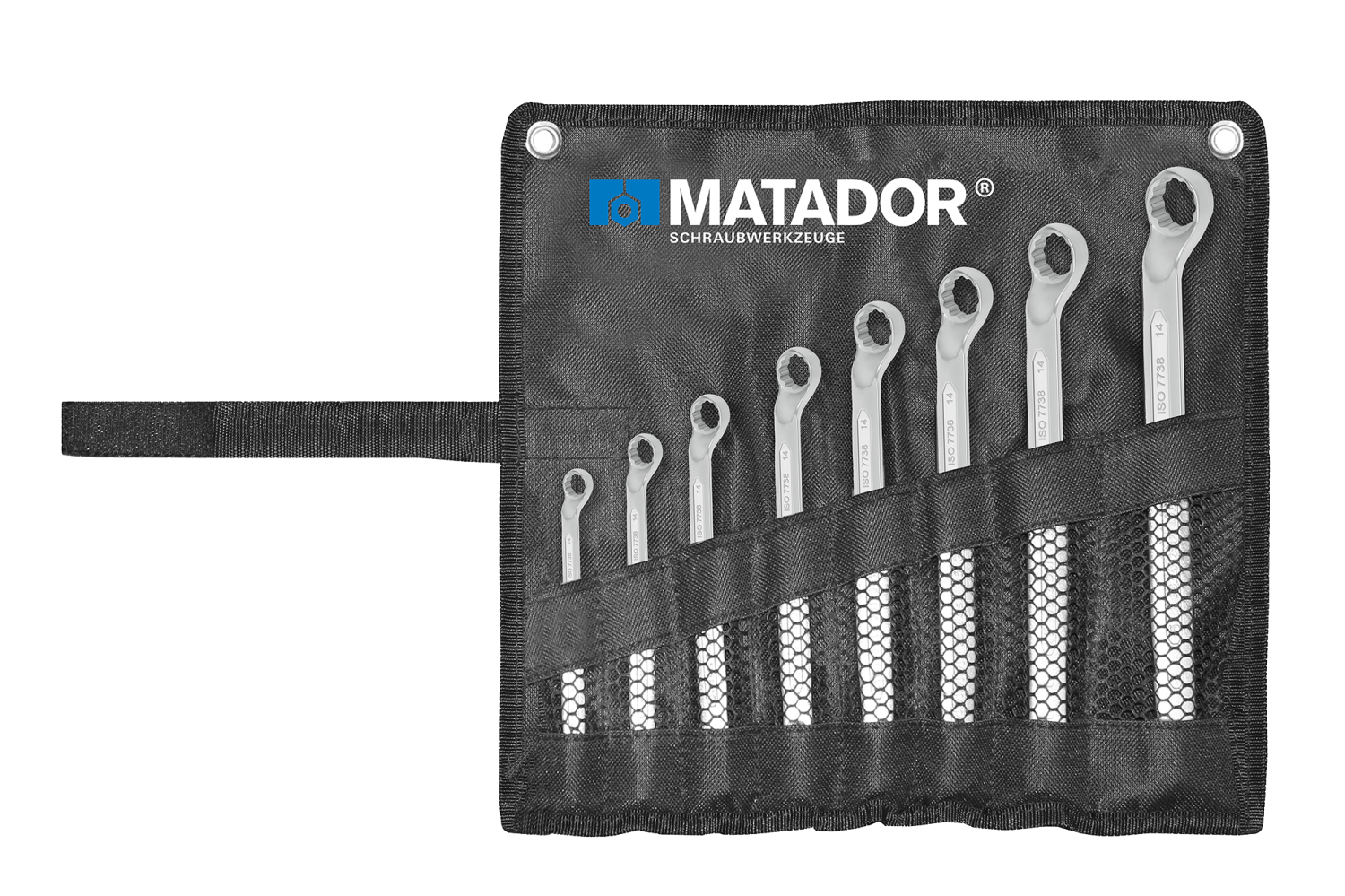 Matador Ringsleutelset Diep Gebogen 1/4 t/m 1.1/4" in roltas, 8-delig