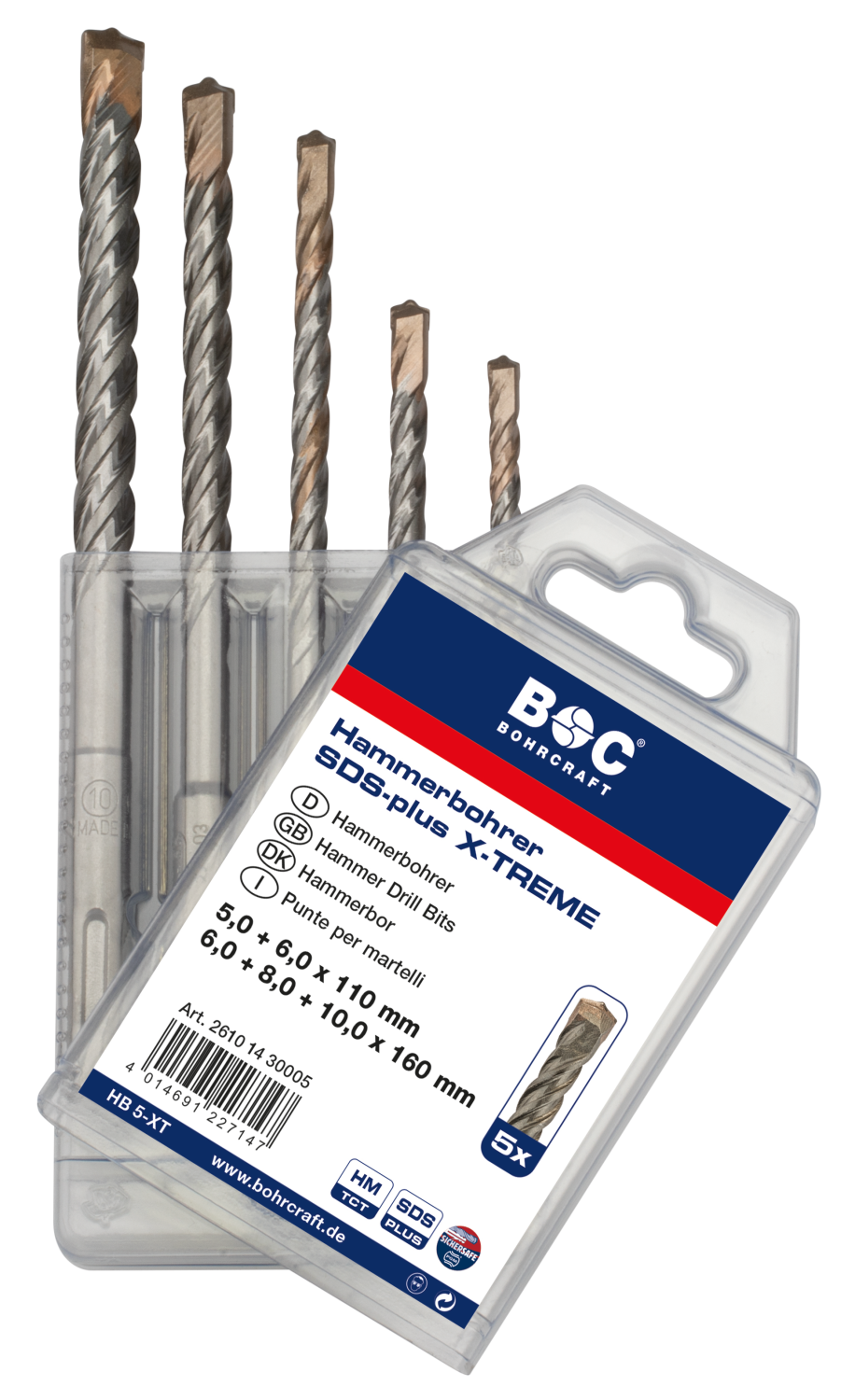 BC SDS+ Hamerborenset X-TREME HB 5-XT Ø 6-8 x 160mm + Ø 10x 160mm, 5-delig
