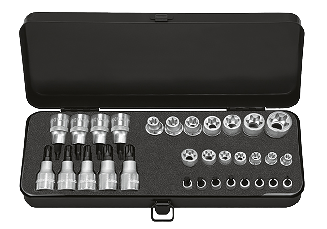 Matador 1/4" + 1/2" Dopsleutelset TORX T6-T80 in metalen kist, 31-delig