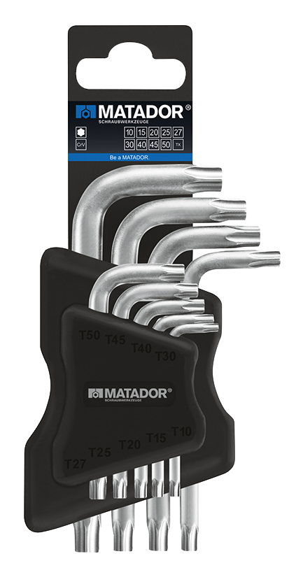 Matador TORXsleutelset mat verchroomd T10-T50 in houder, 9-delig