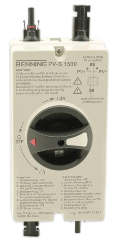 BENNING PV-S 1500 Kortsluitschakelaar tot 1500 V
