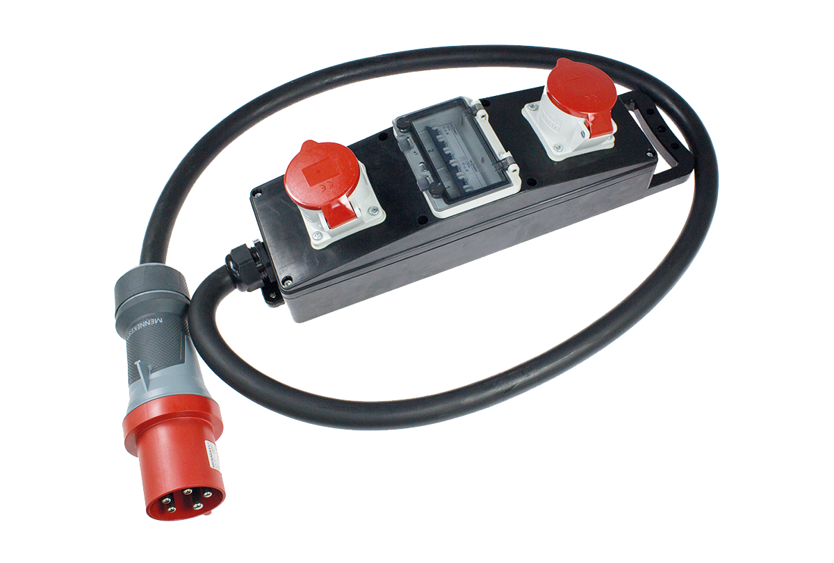 Schwabe CEE Stroomverdeler Massief Rubber S20+ 400V/63A IP44 5-polig H07RN-F 5x16 2m