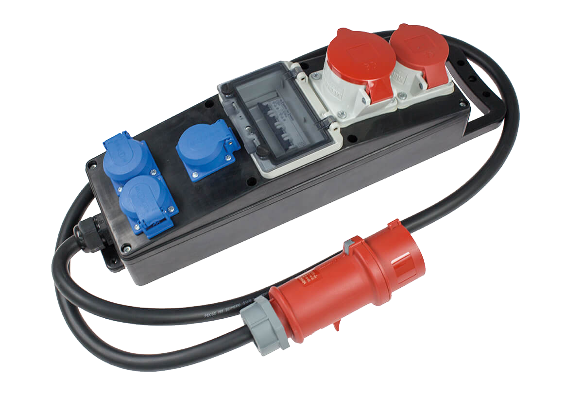 Schwabe CEE Stroomverdeler Massief Rubber S11+ 400V/32A IP44 5-voudig H07RN-F 5G6 2m