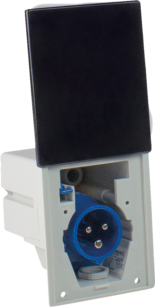 Schwabe Camping CEE Inbouwcontactdoos met schuifdeksel 230V/16A IP44 3-polig Zwart