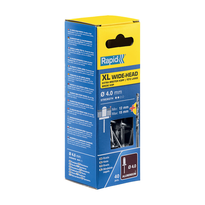 Rapid Blindklinknagels XL Ø 4,0 x 18mm + boor in blister (40 stuks)