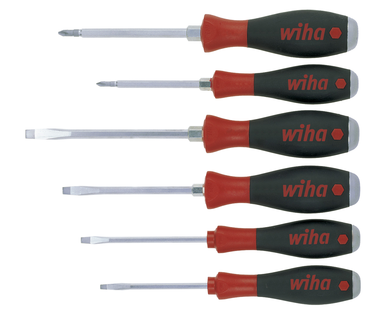 WIHA Schroevendraaierset SoftFinish zeskantschacht 530 SL/PH met slagkap, 6-delig